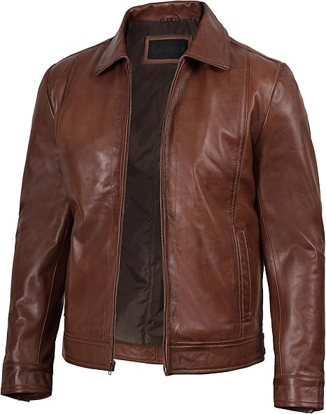 Decrum Men's Classic Vintage Leather Jacket – Real Lambskin, Premium Style