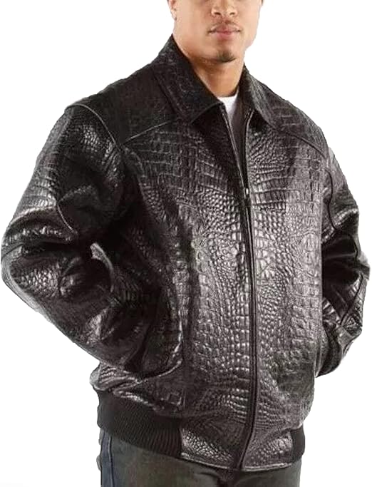 Men’s Vintage Alligator Leather Motorcycle Jacket – Premium Crocodile Skin, Classic Style