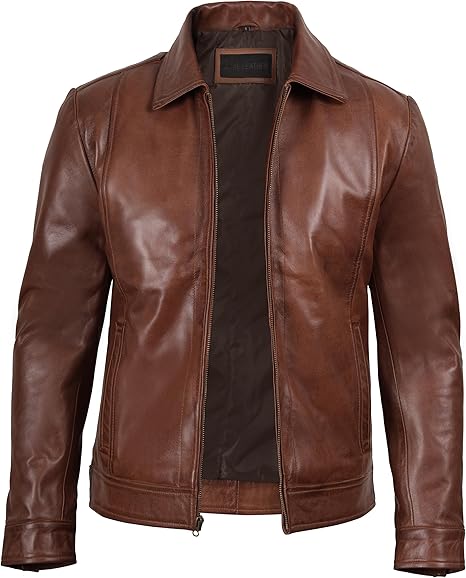 Decrum Men's Classic Vintage Leather Jacket – Real Lambskin, Premium Style