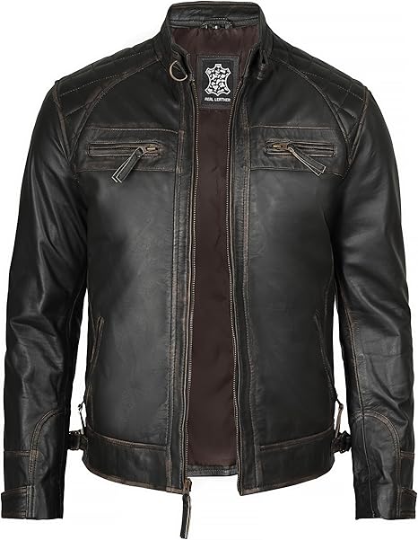 Blingsoul Men’s Leather Car Coat – Genuine Leather Jacket for Men