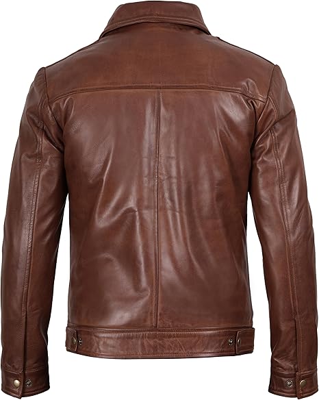 Decrum Men's Classic Vintage Leather Jacket – Real Lambskin, Premium Style