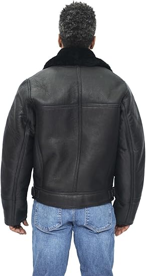 Men’s Aviator B3 Shearling Leather Bomber Jacket – Flying Cross Zip Pilot Style