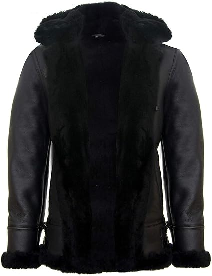 Men’s Genuine Sheepskin Leather Flying Jacket – Hooded B3 Aviator Pilot Bomber