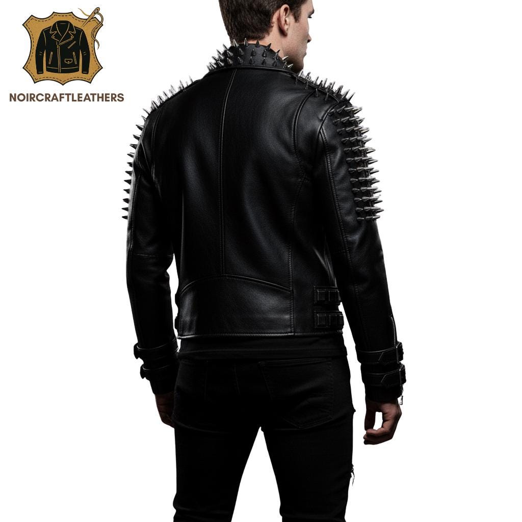 Spiked Black Biker Jacket: Heavy Metal Punk Goth Fashion