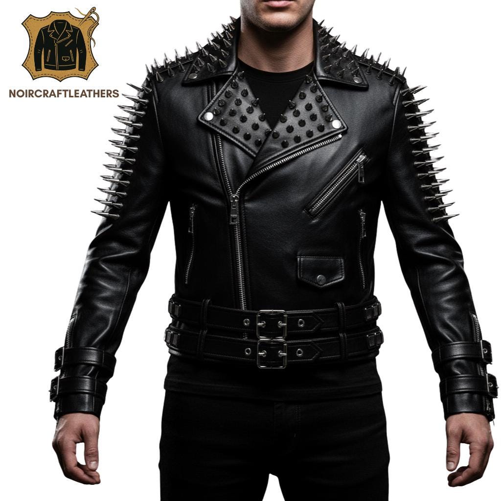 Spiked Black Biker Jacket: Heavy Metal Punk Goth Fashion