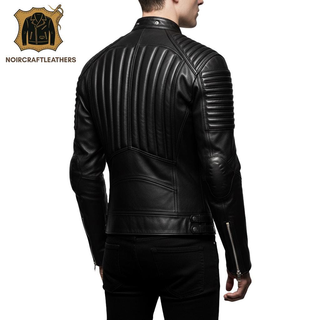 Handmade Lambskin Leather Biker Jacket: Slim Fit Quilted Motorcycle Outerwear