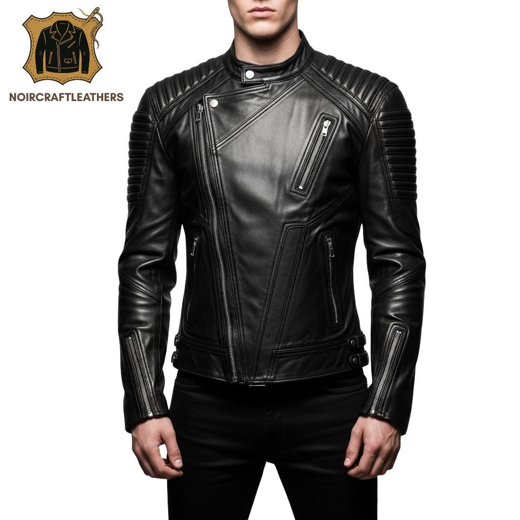 Handmade Lambskin Leather Biker Jacket: Slim Fit Quilted Motorcycle Outerwear