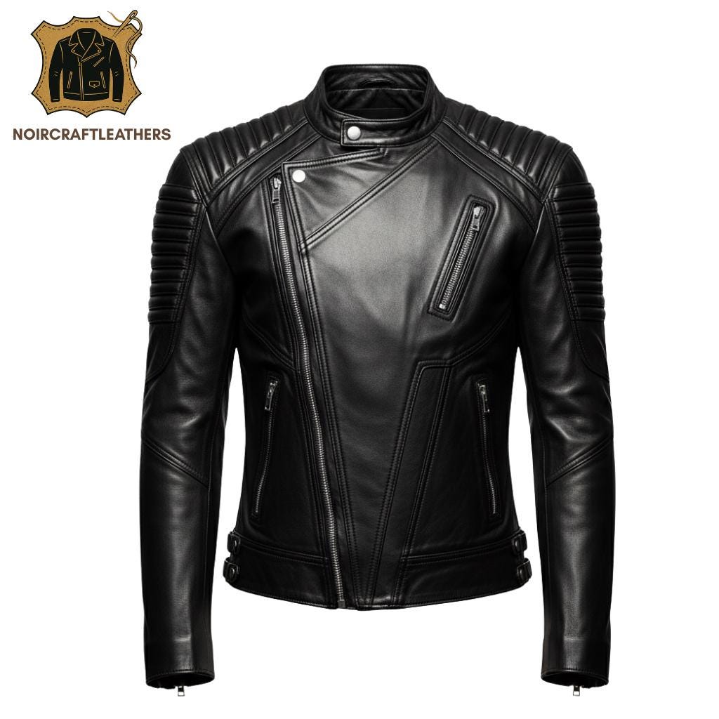 Handmade Lambskin Leather Biker Jacket: Slim Fit Quilted Motorcycle Outerwear