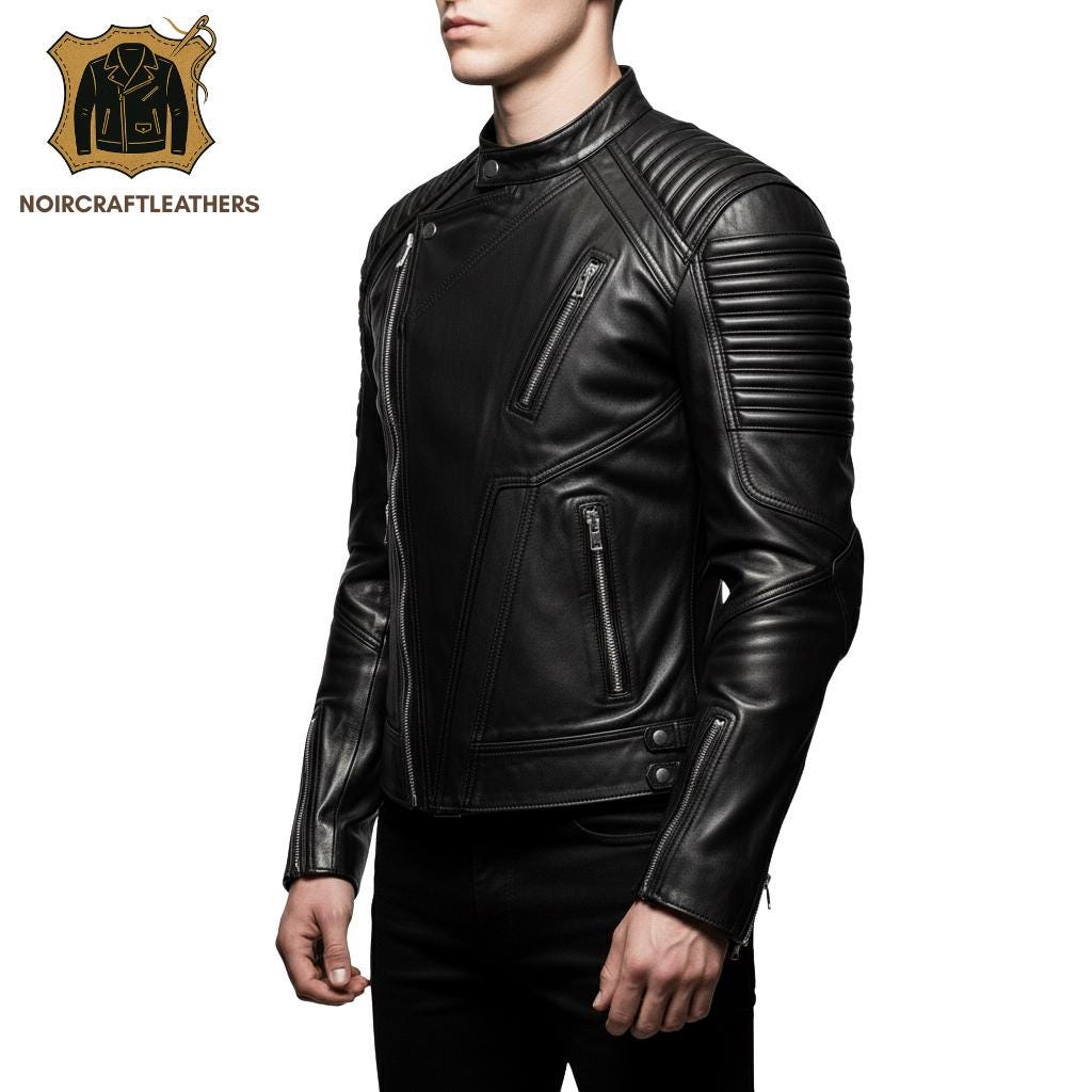 Handmade Lambskin Leather Biker Jacket: Slim Fit Quilted Motorcycle Outerwear