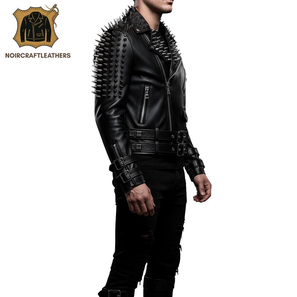 Spiked Black Biker Jacket: Heavy Metal Punk Goth Fashion