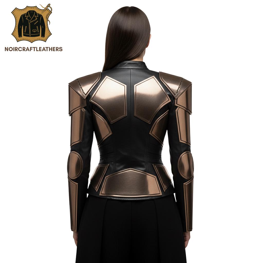 Futuristic Lambskin Leather Jacket: Steampunk Cyberpunk Armor, Handmade